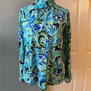 IBKUL Blue and Green Patterned Sweatshirt